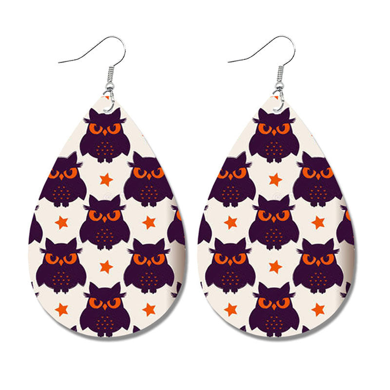 Wholesale  Halloween Bat Ghost Drop Shape Skull Leather Earrings
